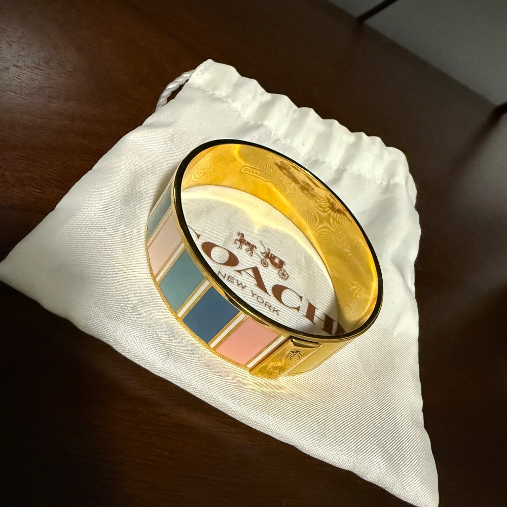 Coach Hadley Pastel Stripe Enamel Bangle Bracelet